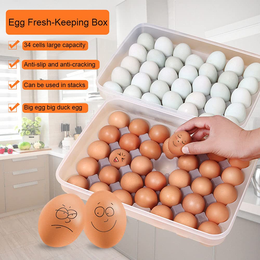 Zefeng Scatola per uova, uova contenitore, scatola impilabile, in plastica, con coperchio, coperchio per 34 cucina campeggio picnica, stoccaggio alimentare, (V094-egg storage box)