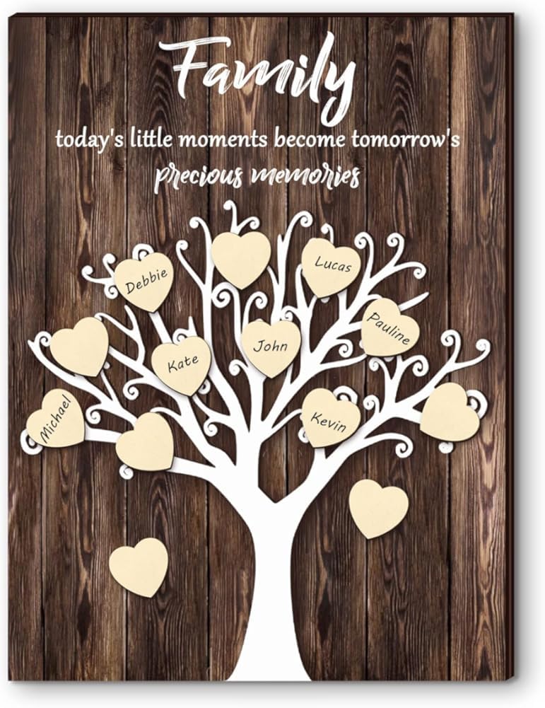 Kwqdozf As Pic Family Tree Wooden Wall Decor: Mother's Day Names Sign 12X16 Inch