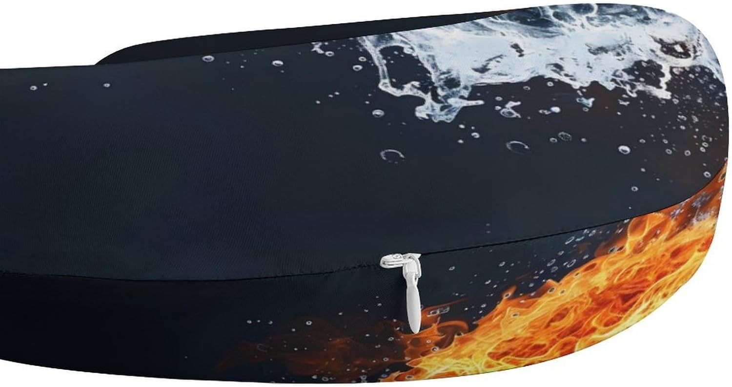 Water Fire Yin-yang Travel Pillow U Shape Neck Pillow Washable Pillowcase for Sleeping Chair