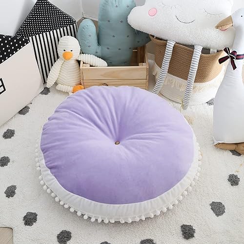 Miniatura 6 de Almohada grande para el suelo para niños, cojín redondo para el suelo, almohada circular grande de 35 pulgadas, almohadas redondas de suelo para