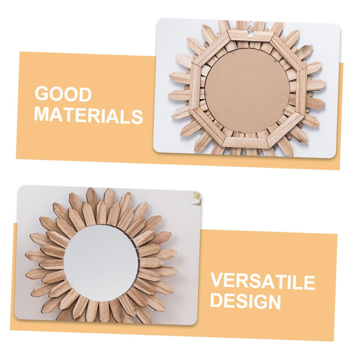 Lurrose Specchio Decorativo da Parete in Legno e Vetro, Design Versatile e Durevole, per Bagno, Ingresso, Hotel e Case Vacanza