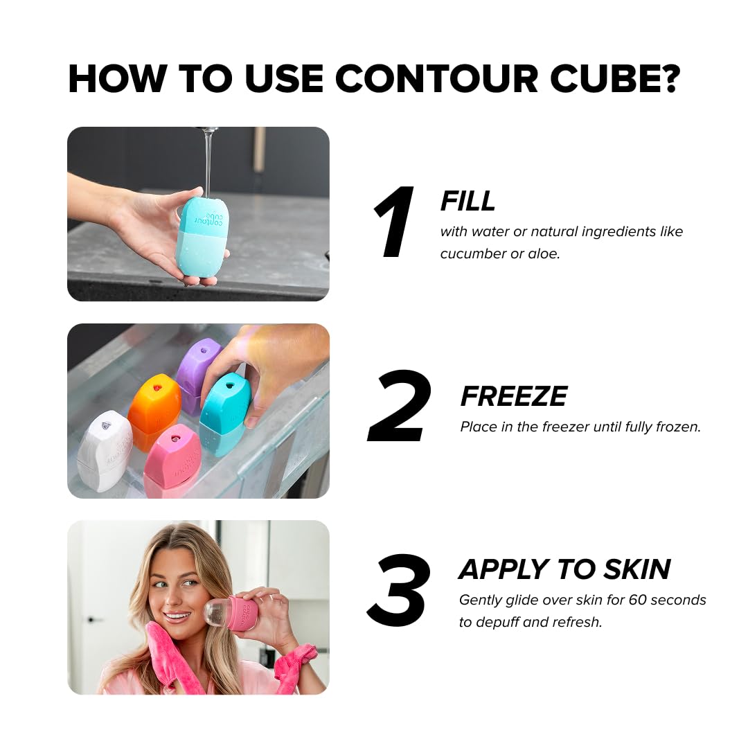 Contour Cube Original - Ice Roller for Sculpting & De-Puffing - Face Ice Roller & Massager with BPA-Free Silicone - Ice Mold for Face - Skin Care Tools for Daily Skincare (180ml) - Marble - Image 6