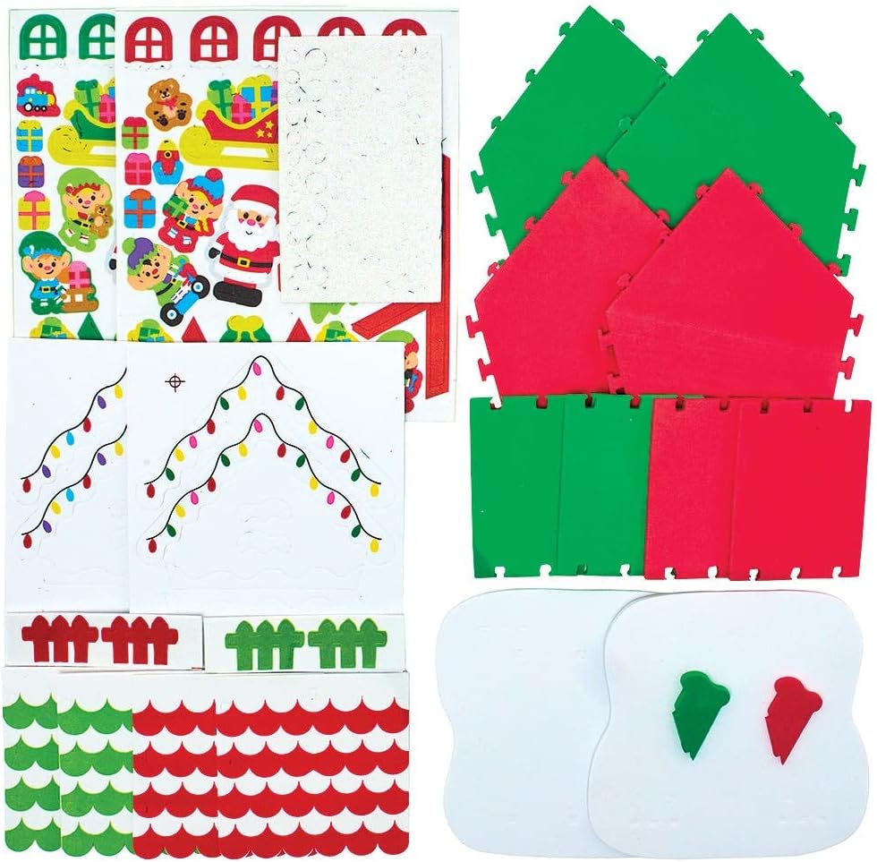 Baker Ross FX281 Christmas Workshop Foam Rubber 2 Pieces, Foam Craft Set for Children at Christmas, Christmas Decoration for Crafts, Medium