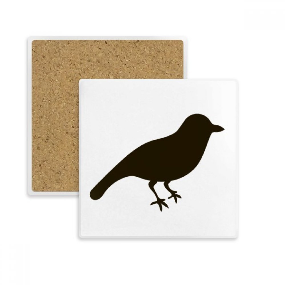 Dessous de verre absorbant en pierre avec motif moineau noir et coupe multicolore