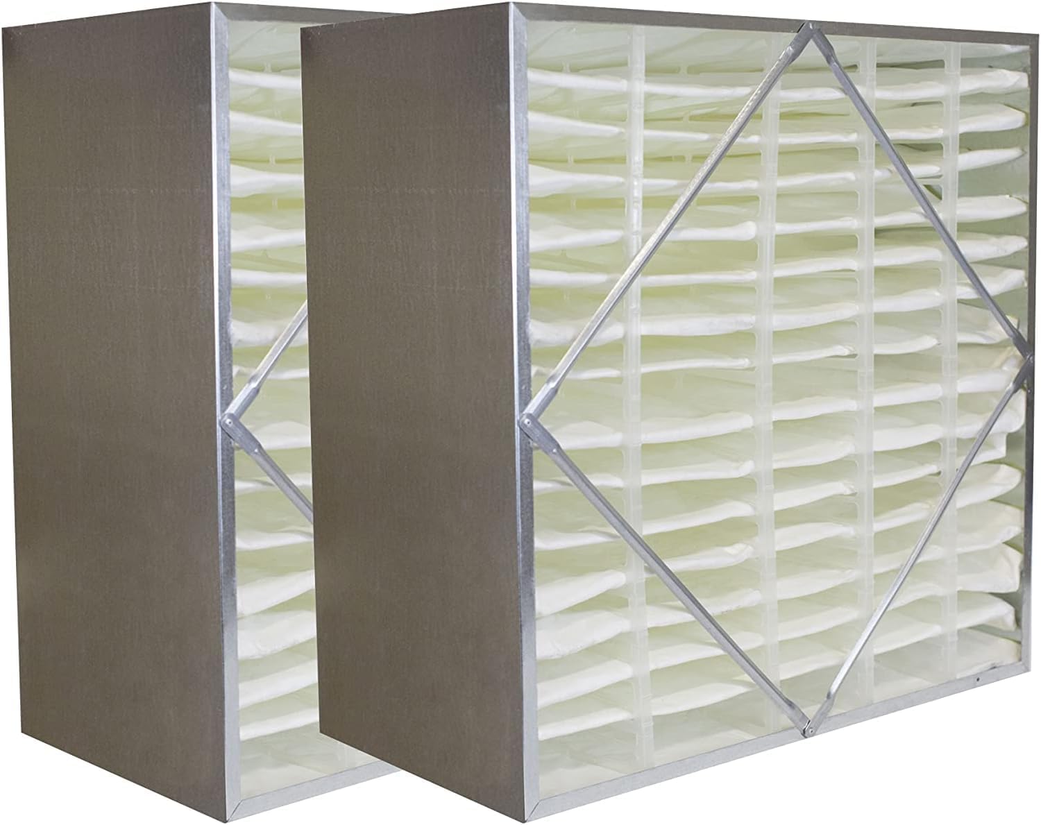 Filterbuy 24x24x6 Air Filter No Header (2-Pack), Rigid Cell Box Filters HVAC (Actual Size: 23.38 x 23.38 x 5.75)