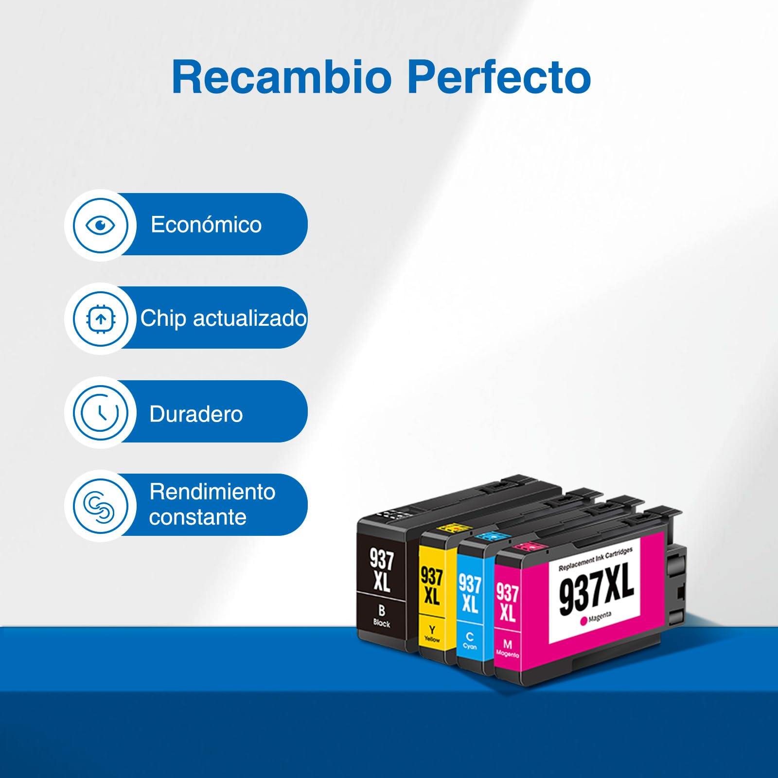 Starink 937XL - Cartuchos de Tinta Compatibles con HP 937 XL 937XL para HP OfficeJet Pro 9120e 9730e 9132e 9125e 9122e 9120b 9110b 9130b 9117b 9720 9730 Negro, Cian, Magenta y Amarillo, 4 Unidades