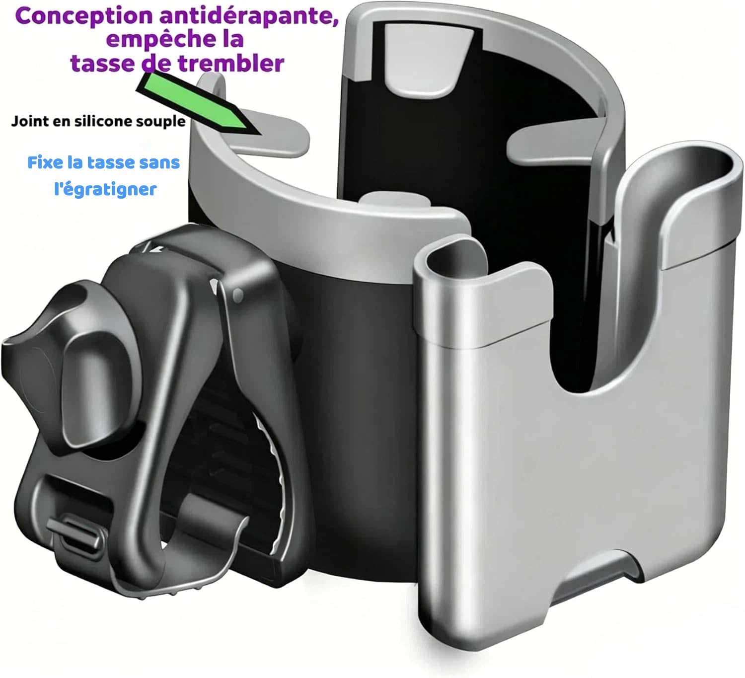 Porte Gobelet Poussette, Universel Accessoire Poussette pour Cybex Yoyo, Porte Gobelet pour Fauteuil Roulant, Vélo, Deambulateur, Trottinette électriqu, Bébé Organisateur Poussette