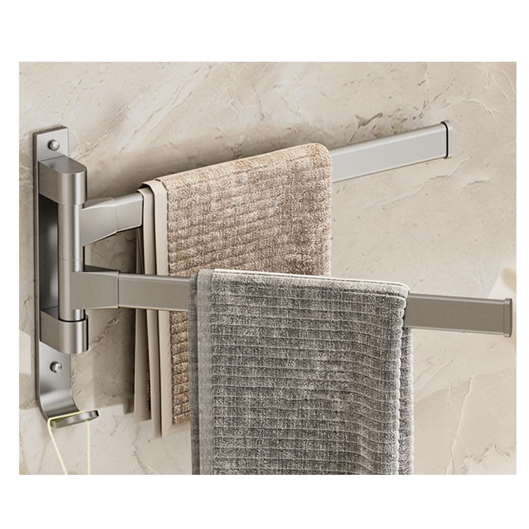 LMYSXAOZ Modern Swivel Towel Rack - Thickened Metal Swing Out Bar Space Saving Swinging for Bathroom Wall Mounted Holder Organizer With 4 Arms grey-2Bar
