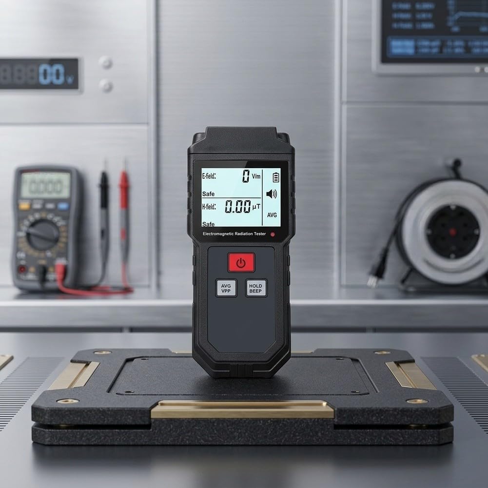 ET825 Détecteur de rayonnement électromagnétique, double compteur électrique et magnétique avec alarme LCD pour les tests de bureau à domicile et industriels
