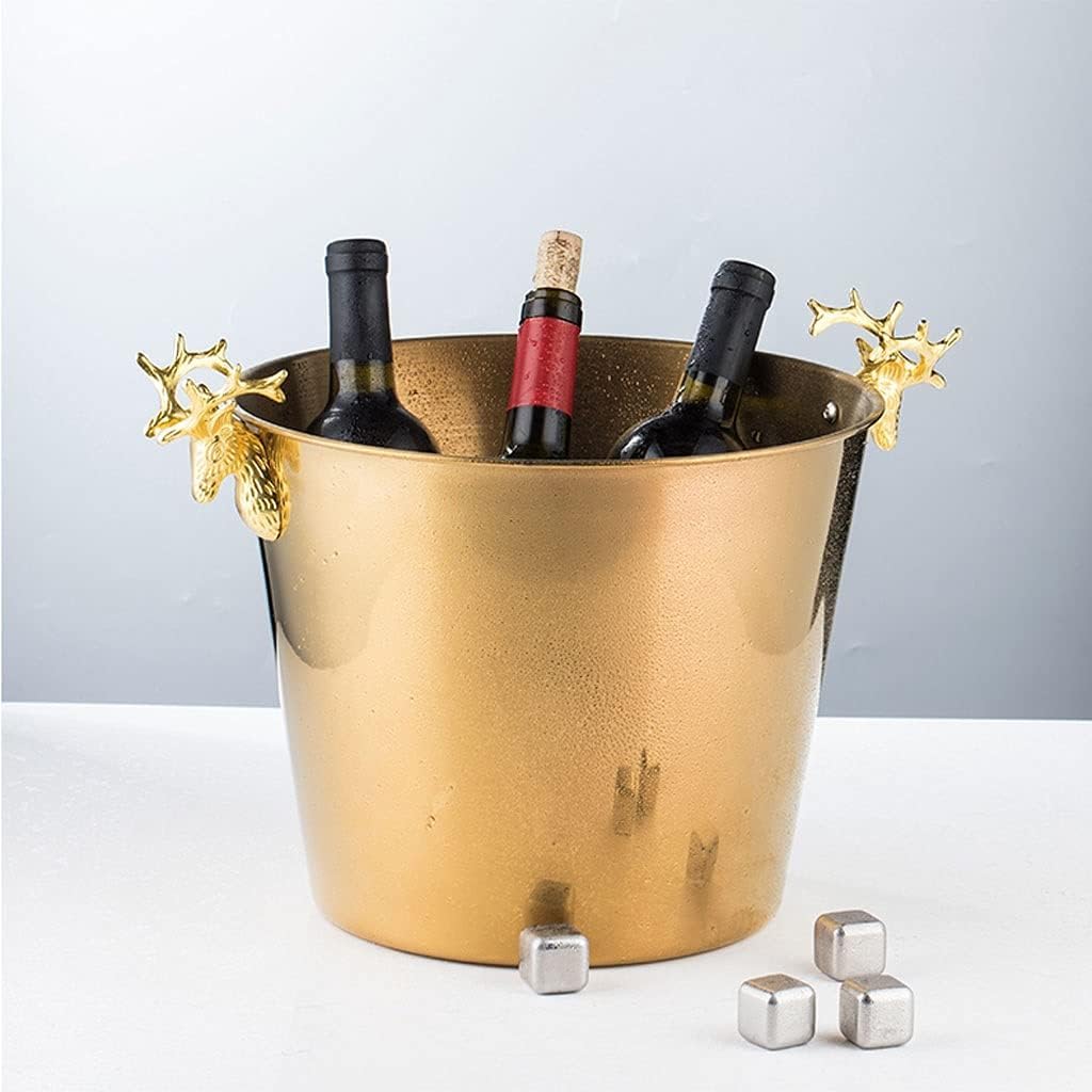 Cubitera Botella Vino 12L Gran Capacidad Cubo de Hielo Recipiente de Hielo de Acero Inoxidable para 6 Botellas de champán/Vino o 12-15 Botellas de cócteles