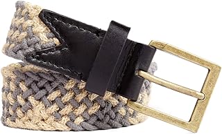 bacca bucci Mens Upgraded Braided Stretch with Genuine Loop End Tip - Casual Jute Weave Elastic Leather Belt-picture-23