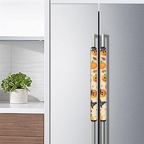 Miniatura 4 de Juego de 4 fundas de mango de calabaza de Halloween para refrigerador y horno, decoración del hogar, cubierta de manija de puerta de refrigerador,