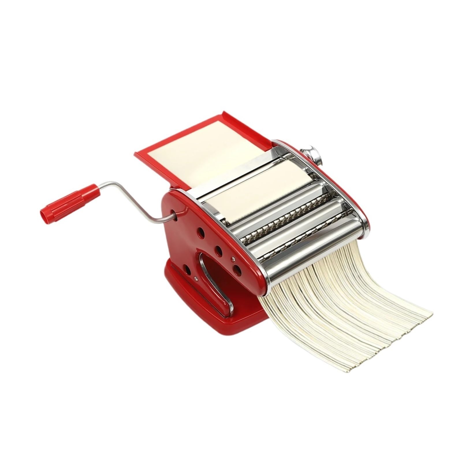 Macchina For La Pasta, Macchina Manuale For Pasta Con 3 Lame, 6 Spessori Regolabili, Acciaio Inossidabile Rosso, Impugnatura Ergonomica