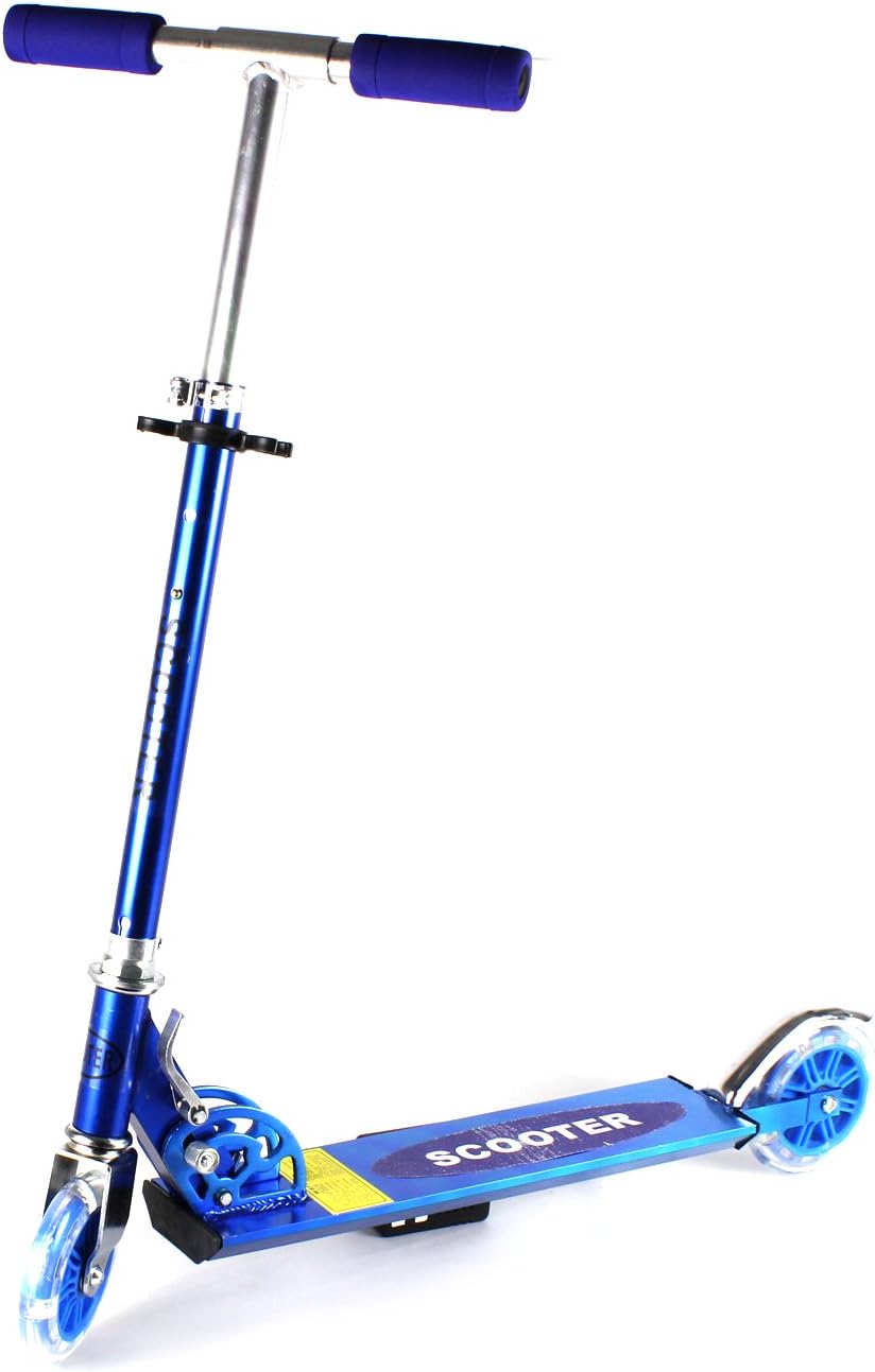Fashion Children's Two Wheeled Metal Toy Kick Scooter, Light Up 125mm Wheels, Maximum Weight: 132 Lbs (Blue)