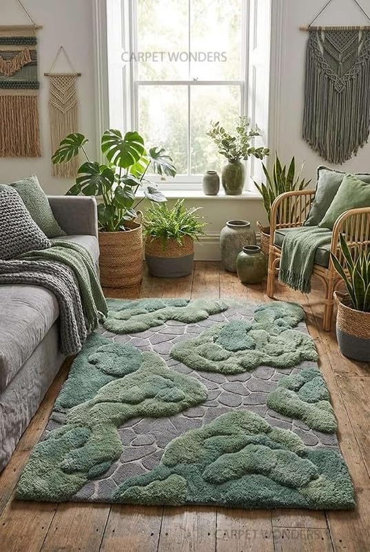 motto_kuma tarptotarp model forest グリーン Buy JAUNTY CARPETS “Nature Touch Green Moss Carpet – Modern Living