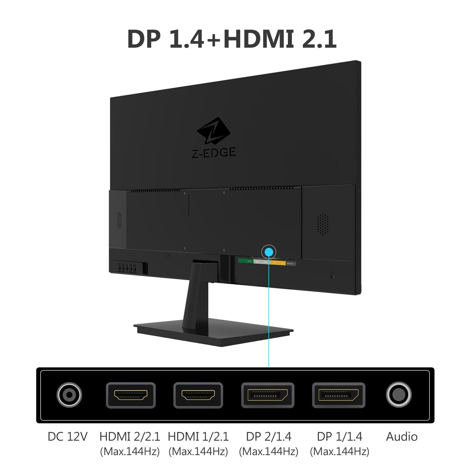 Z-Edge 28 Zoll 4K 144Hz Gaming Monitor UHD IPS 3840x2160 1ms HDMI 2.1 120Hz | PC Bildschirm 16:9, 300cd/m² Helligkeit, FreeSync, HDR10, DP1.4 HDMI2.1, VESA Kompatibel, Schwarz