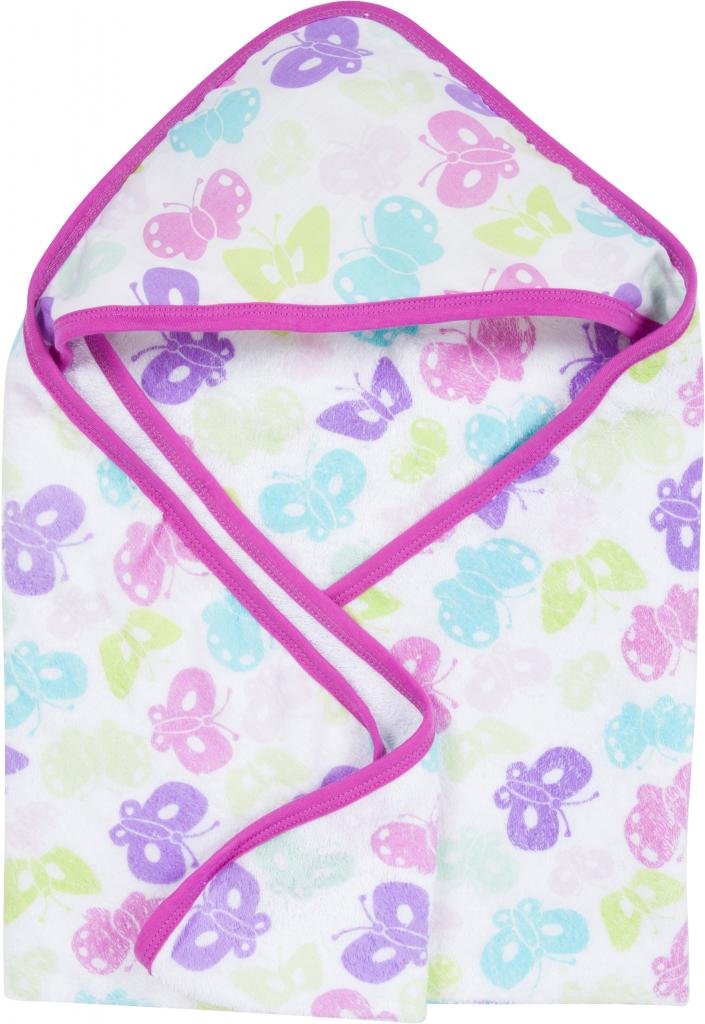 Baby Hooded Bath Towel - Super Soft Terry Cloth with Muslin Hood - Naturally Absorbent for Quick Drying - Gentle, Durable, &amp; Long-Lasting - Perfect for Newborns &amp; Infants (Butterflies, 1-Pack)