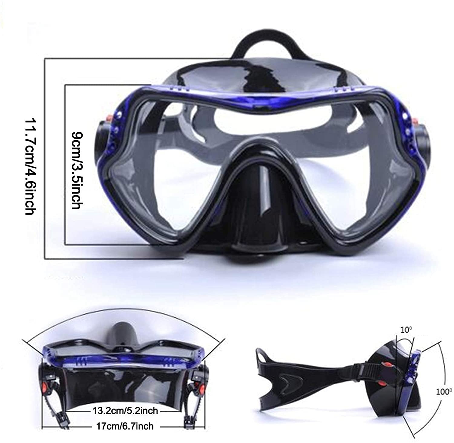 Masque de plongée intégral Masques de plongée Masque de plongée Masque de plongée sous-marine professionnel antibuée Lunettes de plongée Lunettes Masque Tube de respiration facile Tubas Natation