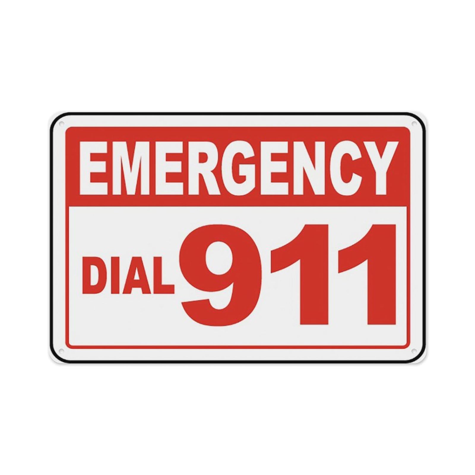 peiyeety Emergency Dial 911 Sign Aluminum Tin Warning Signs For Home Outdoor Garden 8X12 Inches