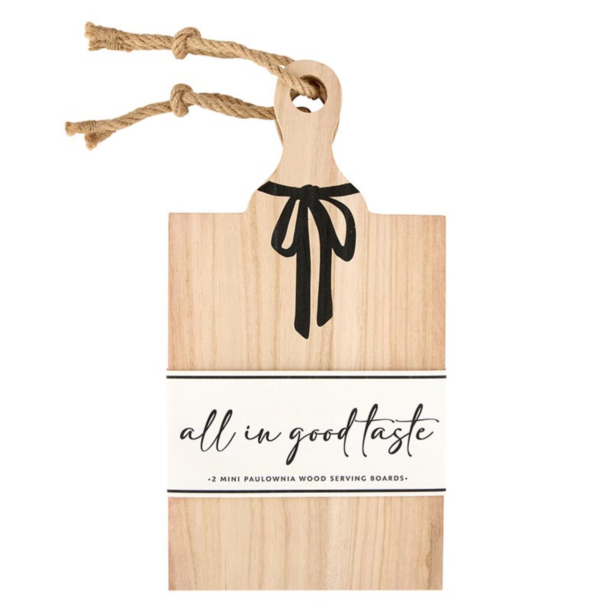 Santa Barbara Design Studio Charcuterie Boards Wood Serving Tray for Cheese, Meat, and Fruit, Black Bow, Mini - Set of 2