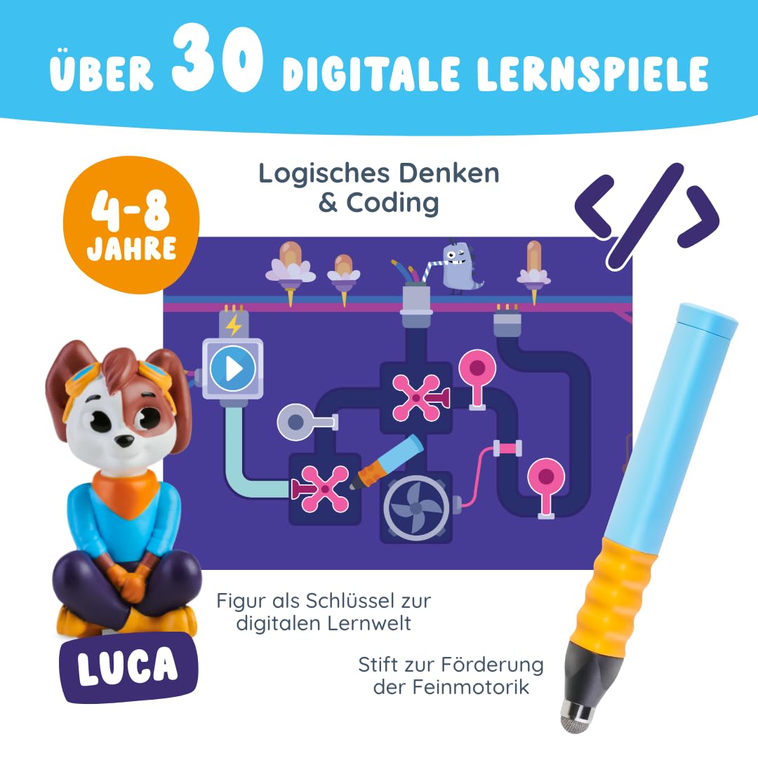 Edurino Luka,Juego de iniciación lógico para pensamiento y codificación a partir de 4 años, incluye aplicación I juego educativo innovador y digital, rompecabezas y tachuelas,pensamiento lógico