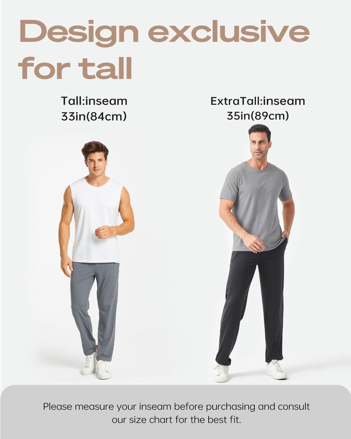 Zylioo Tall Black Joggers for Men, 33 Inseam Lightweight Workout Pants with Zipper Pockets for Tall Men - Image 4