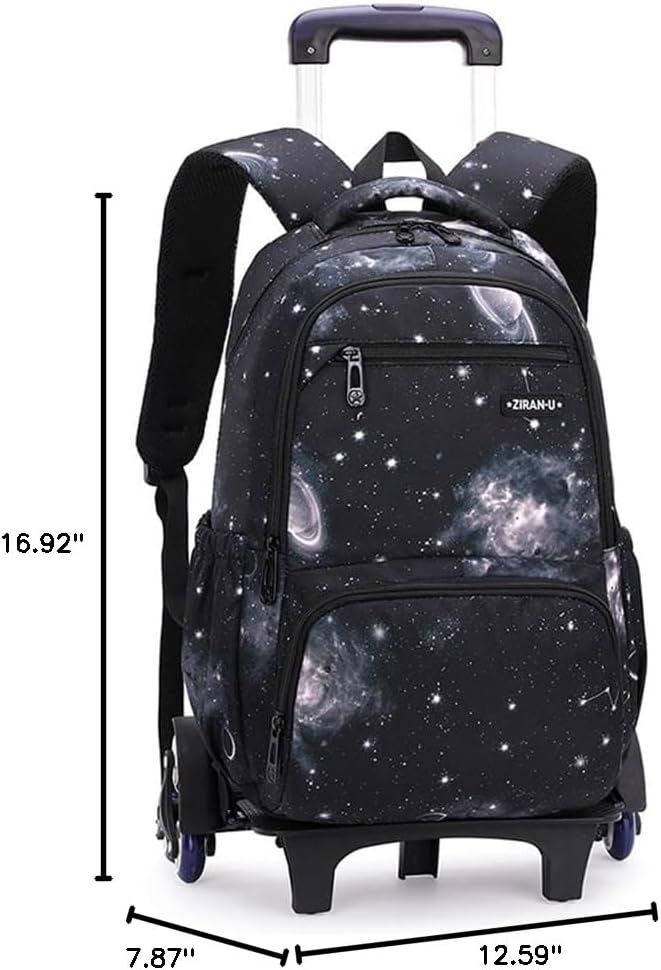 Galaxy Rolling Backpack for Boys Girls Backpack with Wheels for Elementary School Kids Wheeled Backpack - Image 7