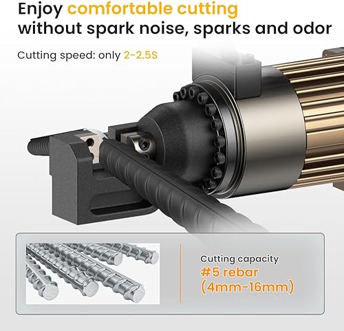 Miniatura 7 de Anbull Cortador de barras de refuerzo hidráulico eléctrico de 900 W, corte hasta 58 pulgadas 0.157-0.630 in #5 Rebar, con cuchillas reemplazables,