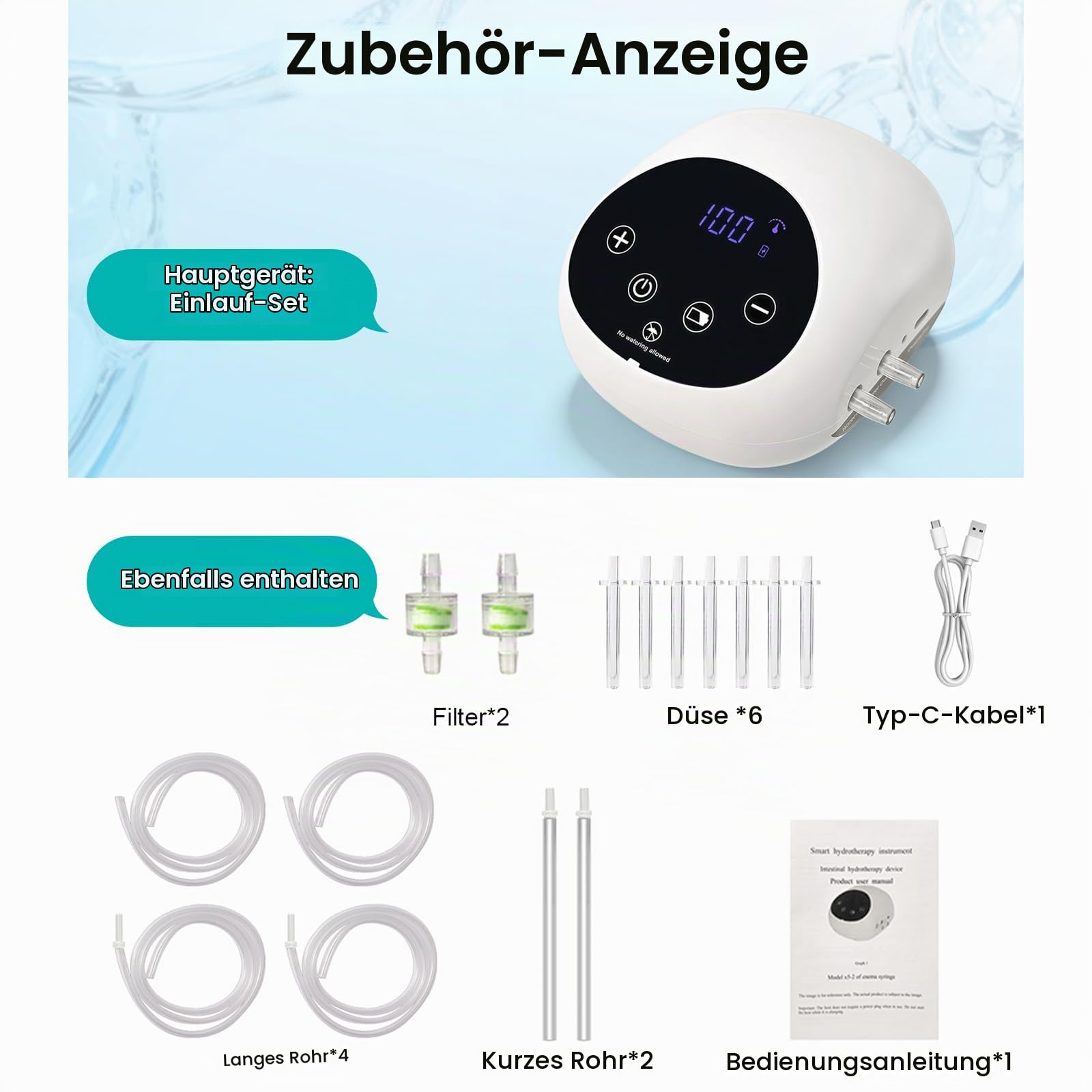 Electric Enema Kit für Darmreinigung, Kaffee-Einlauf Set für Männer & Frauen, Organisches Kaffee-Enema-System mit LCD-Display, 100 Stufen Wasserdruck- & Durchflusskontrolle, Wiederverwendbarer Anal-Du
