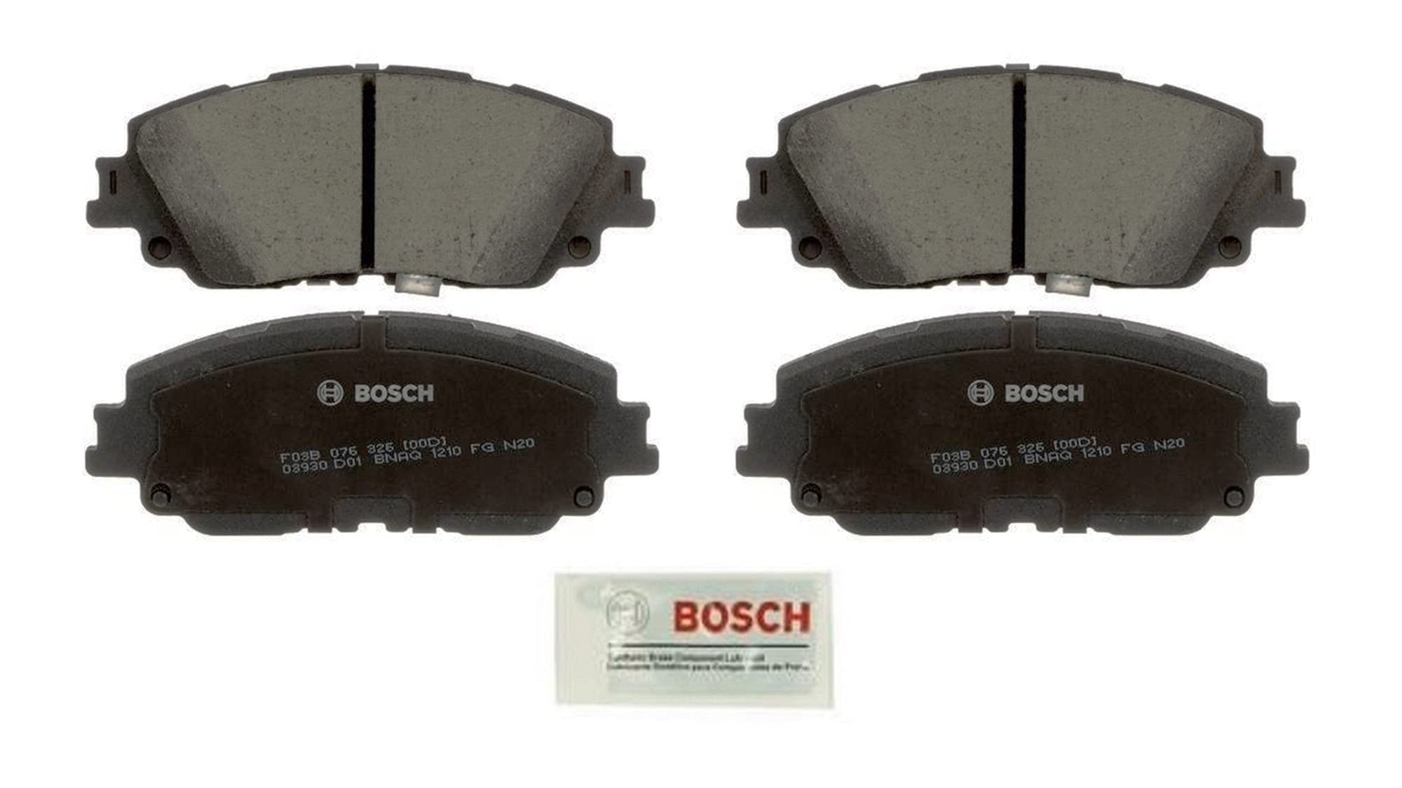 BOSCHBC2076 QuietCast Premium Ceramic Disc Brake Pad Set - Compatible With Select Lexus ES300h, ES350, UX200, UX250h; Toyota Avalon, Camry, RAV4; FRONT