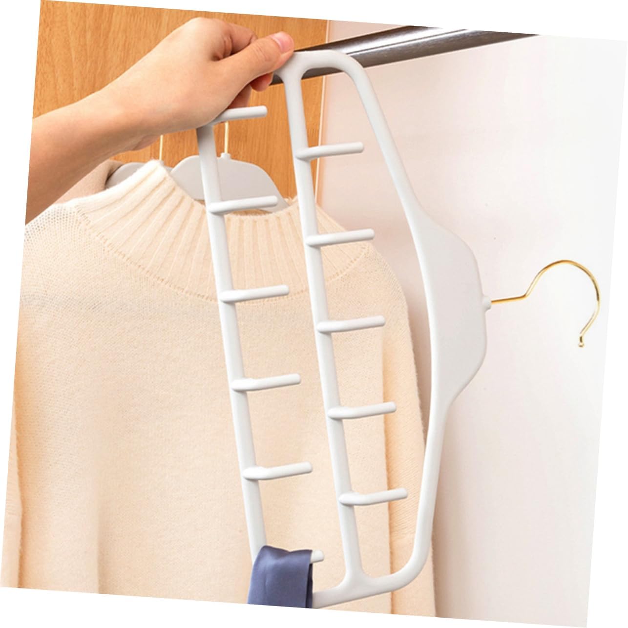 Mobestech 2pcs Multi-Functional Belt Hanger Organizer 11 Hooks Space-Saving Tie Rack for Closet Light Gray Sturdy Design for Belts Scarves and Ties Storage
