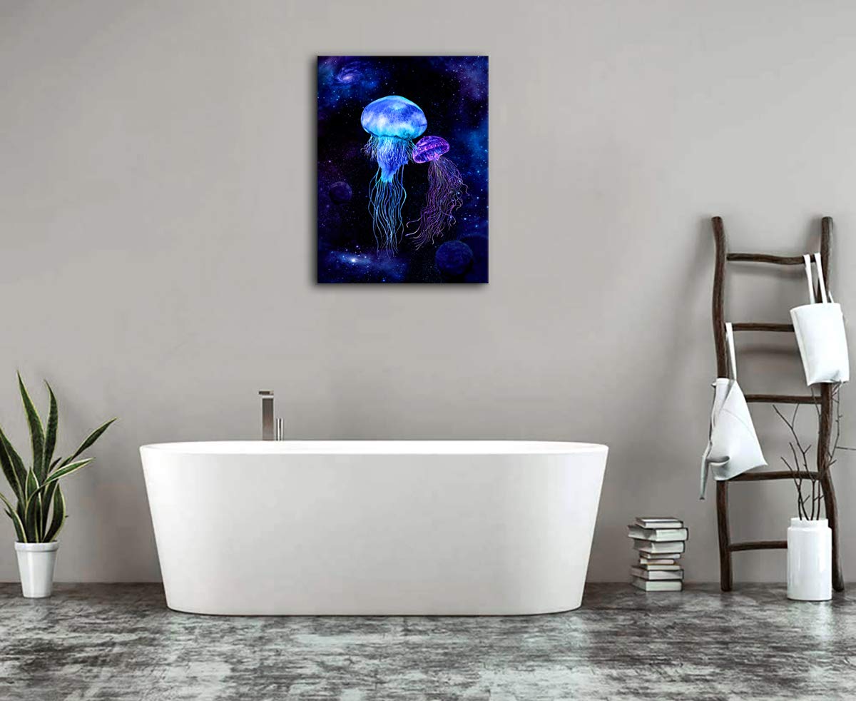 Amazon.co.jp: クラゲ ウォールアート 銀河 キャンバス 絵