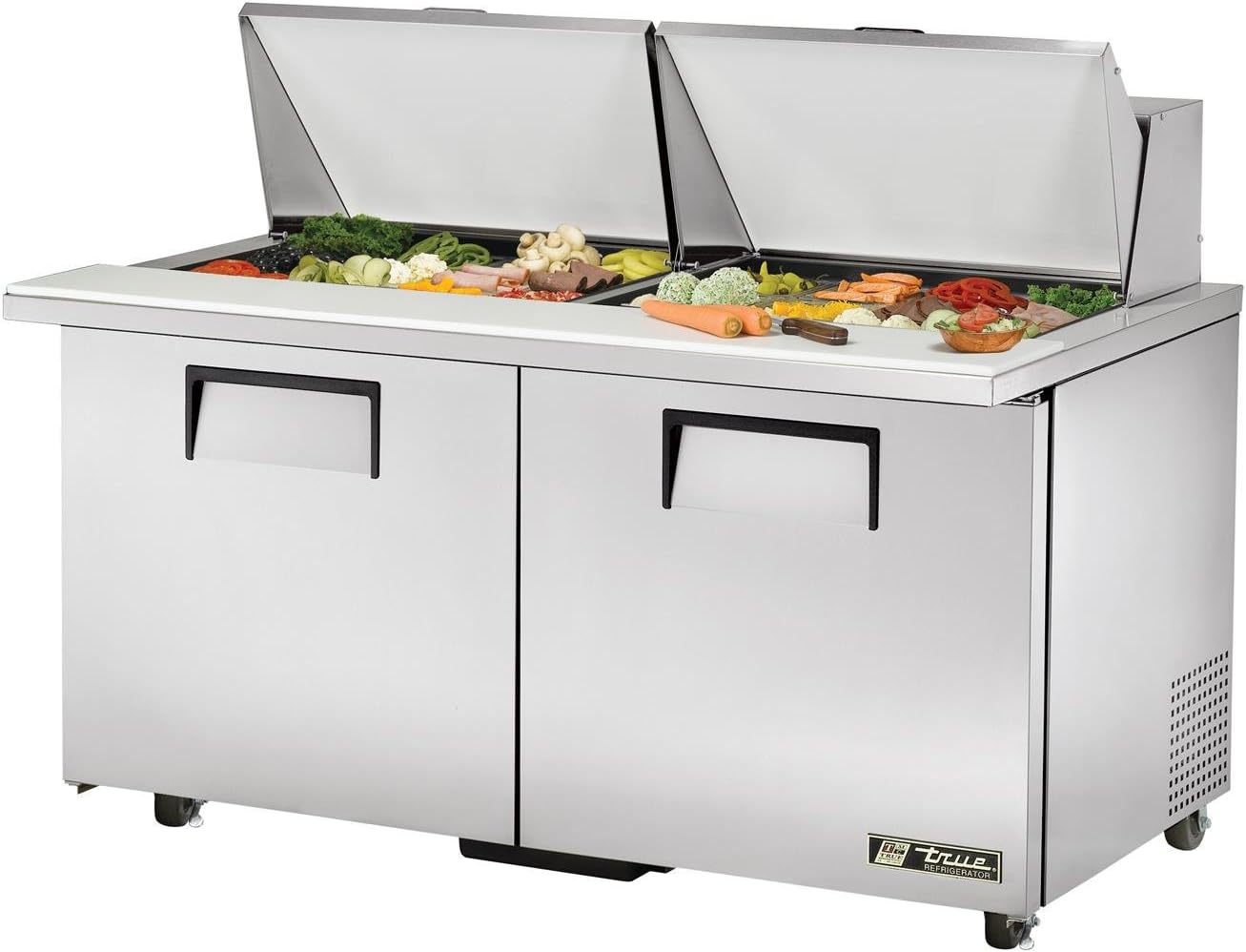 TRUE TSSU-60-24M-B-ST-ADA TSSU-60-24M-B-ST-ADA Mega-Top Sandwich Prep Table - 24 Sixth-Size Pans, 2 Doors, 4 Shelves, 15.5 Cu. Ft, ADA Compliant