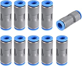 sourcing map Straight Push Connectors 10mm Quick Release Pneumatic Connector Plastic Union Pipe Tube Fitting Grey 10Pcs