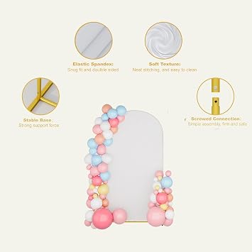 UDEAR 6.6FT Metal Arch Stand with White Cover, Arc Design with Fitted Cover