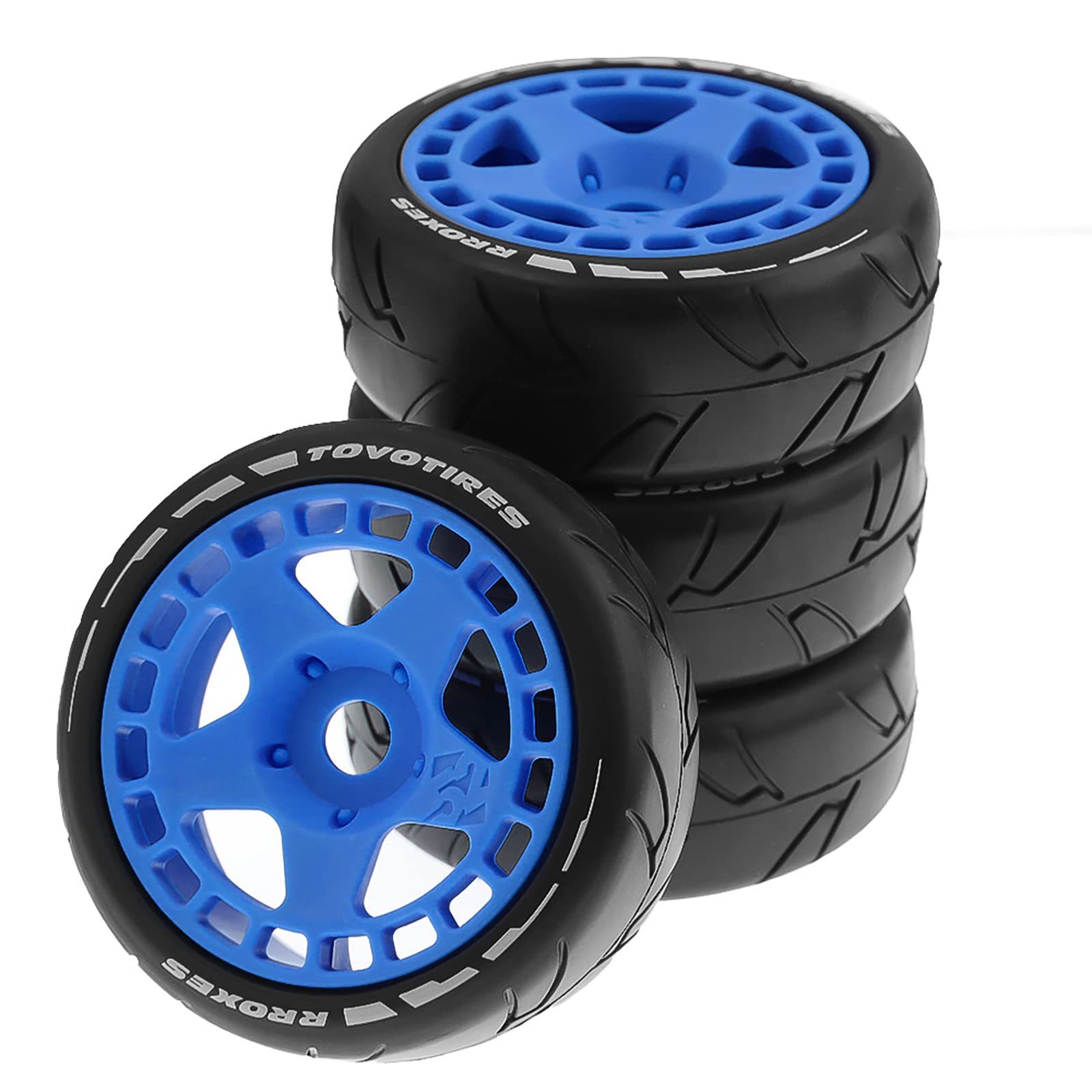 Sbonxond 105mm RC Tires Front and Rear Tires with 17mm Hex for 1/8 1/7 Scale Off Road Buggy Short Course Truck 4pcs（Blue）
