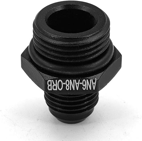 Miniatura 8 de CNRAQR 6AN Flare to 8AN ORB Macho O-ring Boss Bomba de combustible Adaptador de riel de aluminio negro 2 piezas