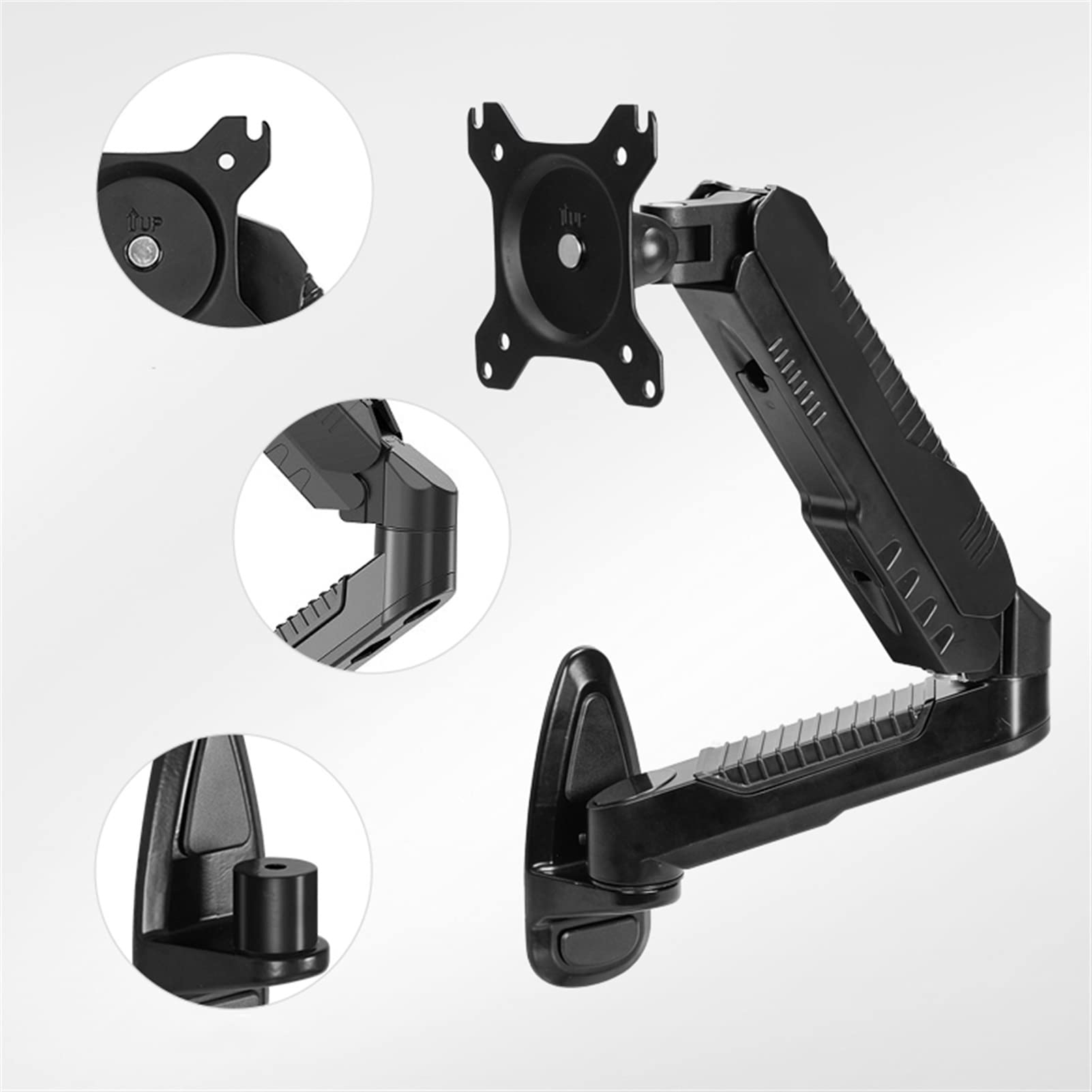 Supporto per Monitor da Parete per TV da 15-27", Braccio per Monitor Singolo Completamente Mobile, Supporto per Monitor da Parete VESA 75/100 mm, capacità di carico da 4,
