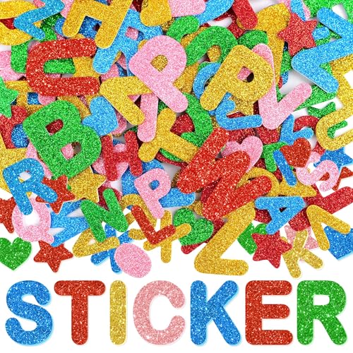 Foam Letter Stickers Glitter 320 PCS Foam Alphabet Stickers 3D Self-Adhesive ABC Letters Stickers Set for Kids Crafts Supplies Scrapbooking Gift Wrapping Card School Project Party Home DIY Decor