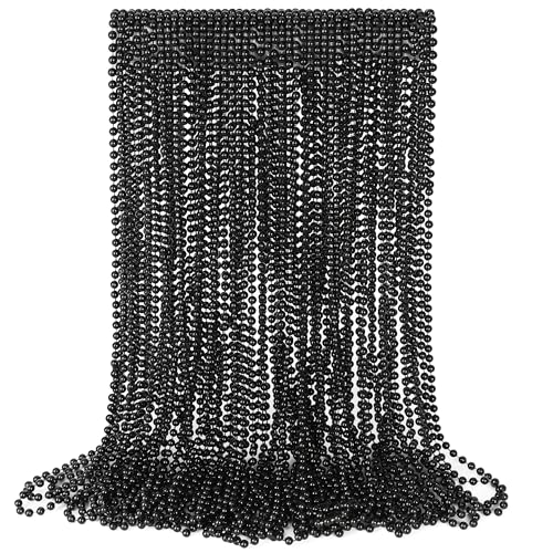 Beads Necklace, 30PCS Black Necklaces Halloween Stuff Accessories, 33" Mardi Gras Beads Necklace Costume Bulk, Festival Parade Throw for Halloween New Years Eve Party Events Supplies Decorations