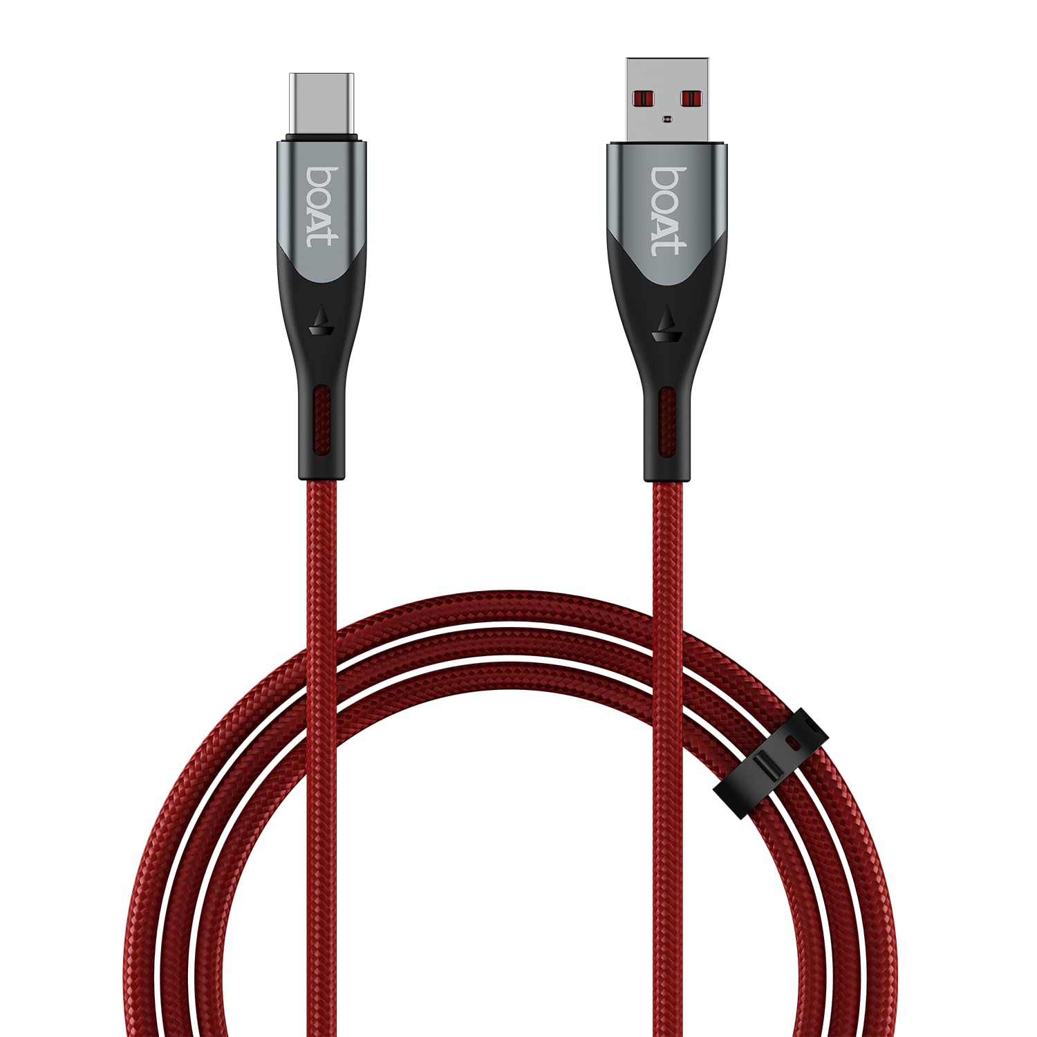 boAt Type A to C 65W Fast Charging Cable with 480 Mbps Data Transfer, 3.9 ft (1.2 m) Length | Tangle-Free Cable in Premium Nylon Braided Design (Martian Red)