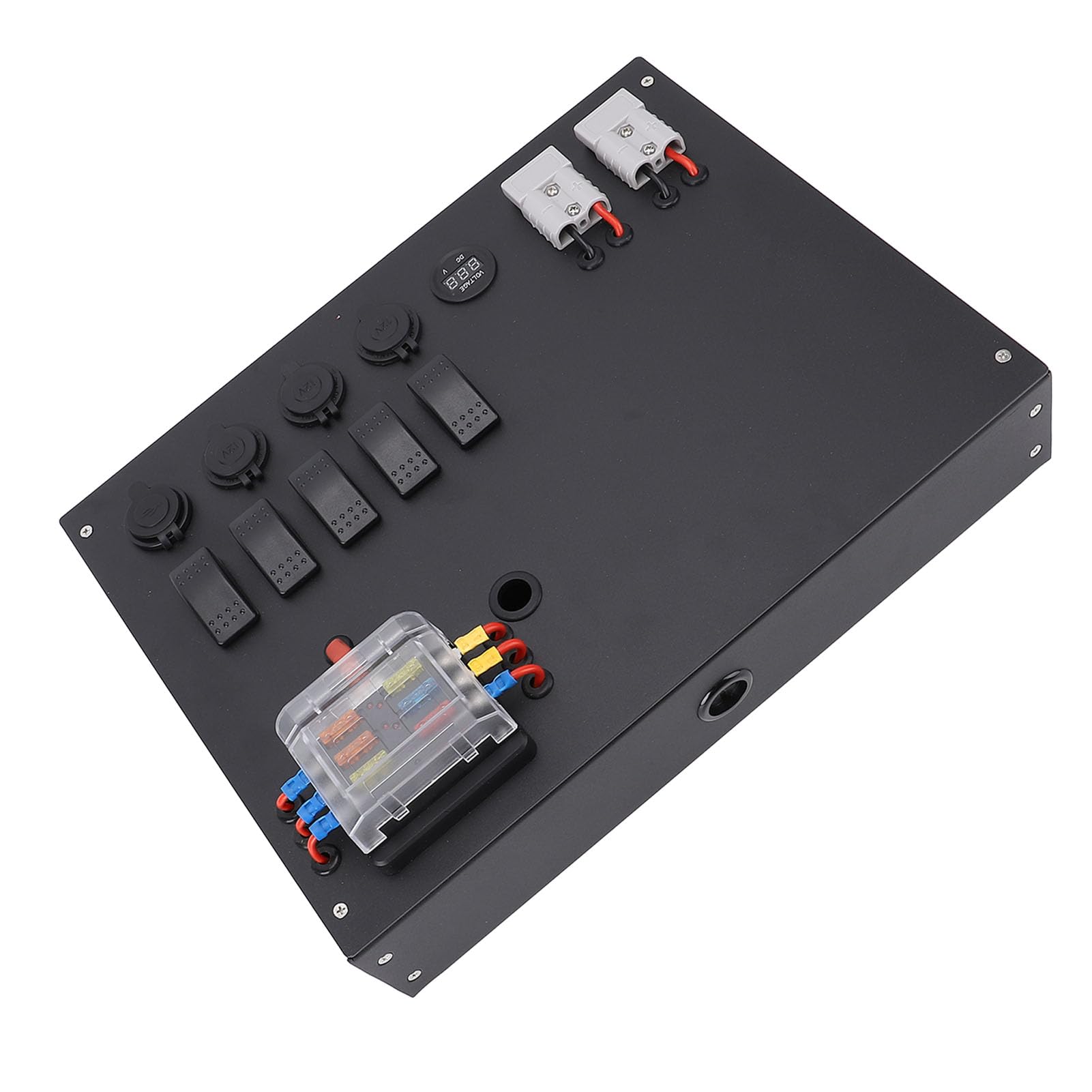 Caja de Control de Energía de Batería, DC12V 24V con Interruptor, Voltímetro, Enchufe para Encendedor de Cigarros, Salida USB, para Automóvil, RV, Camionetas, 4WD, Toldo, Caravana
