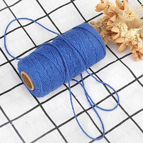 Image of jijAcraft Blue Cotton String, 328Ft Butcher String, 2MM Craft Twine, Soft Cooking Twine, Cooking Natural Cord for Graduation Gift Wrap, DIY Crafts, Home Decor