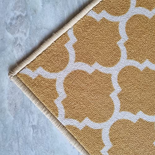 Image of Matz&More Anti Slip Multipurpose Floor Mat, 40x60cm, for Door, Entrance, Bathroom, Bedroom, Kitchen, Office, Trellis Yellow Beige