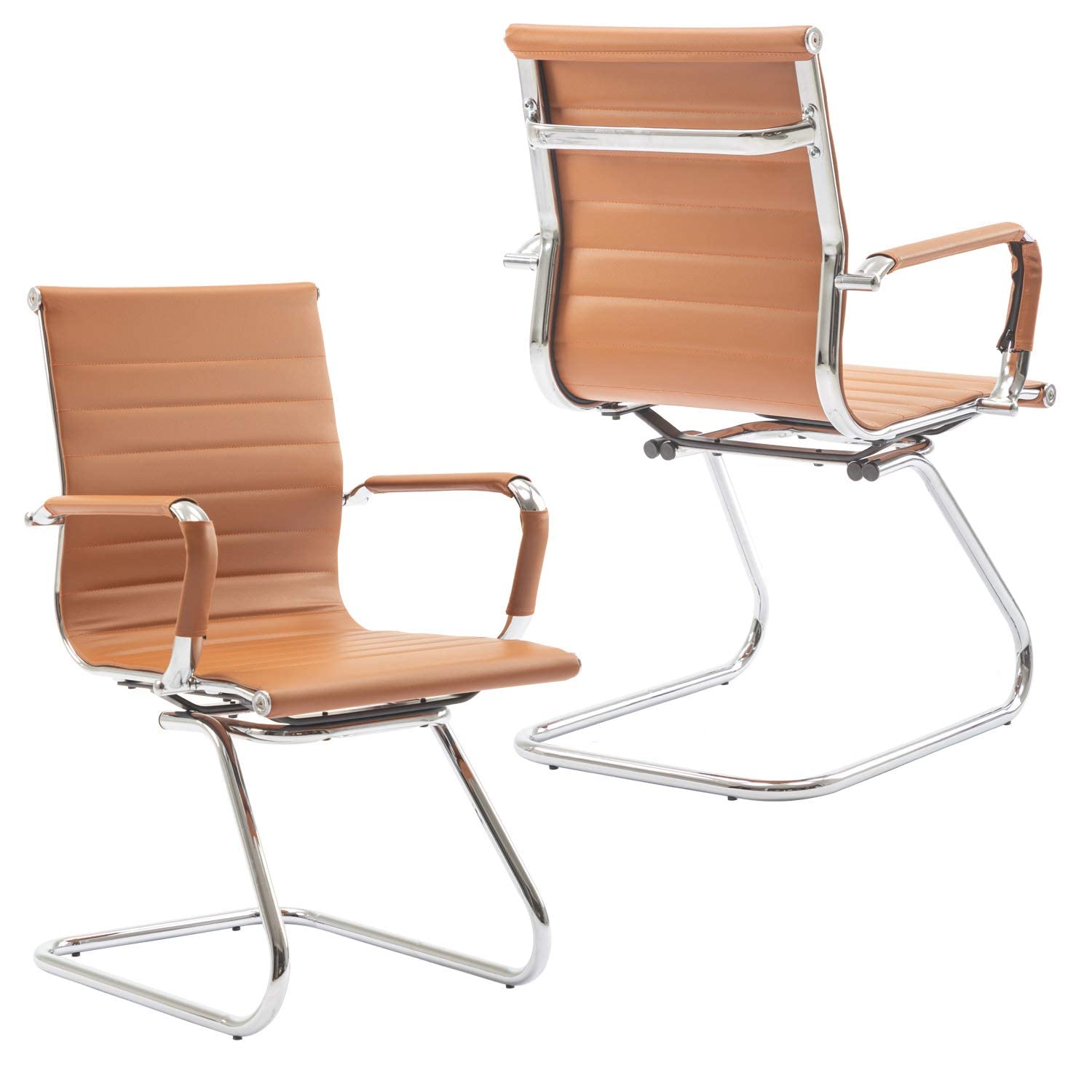 HNY 2-Pack PU Leather Office Guest Chairs