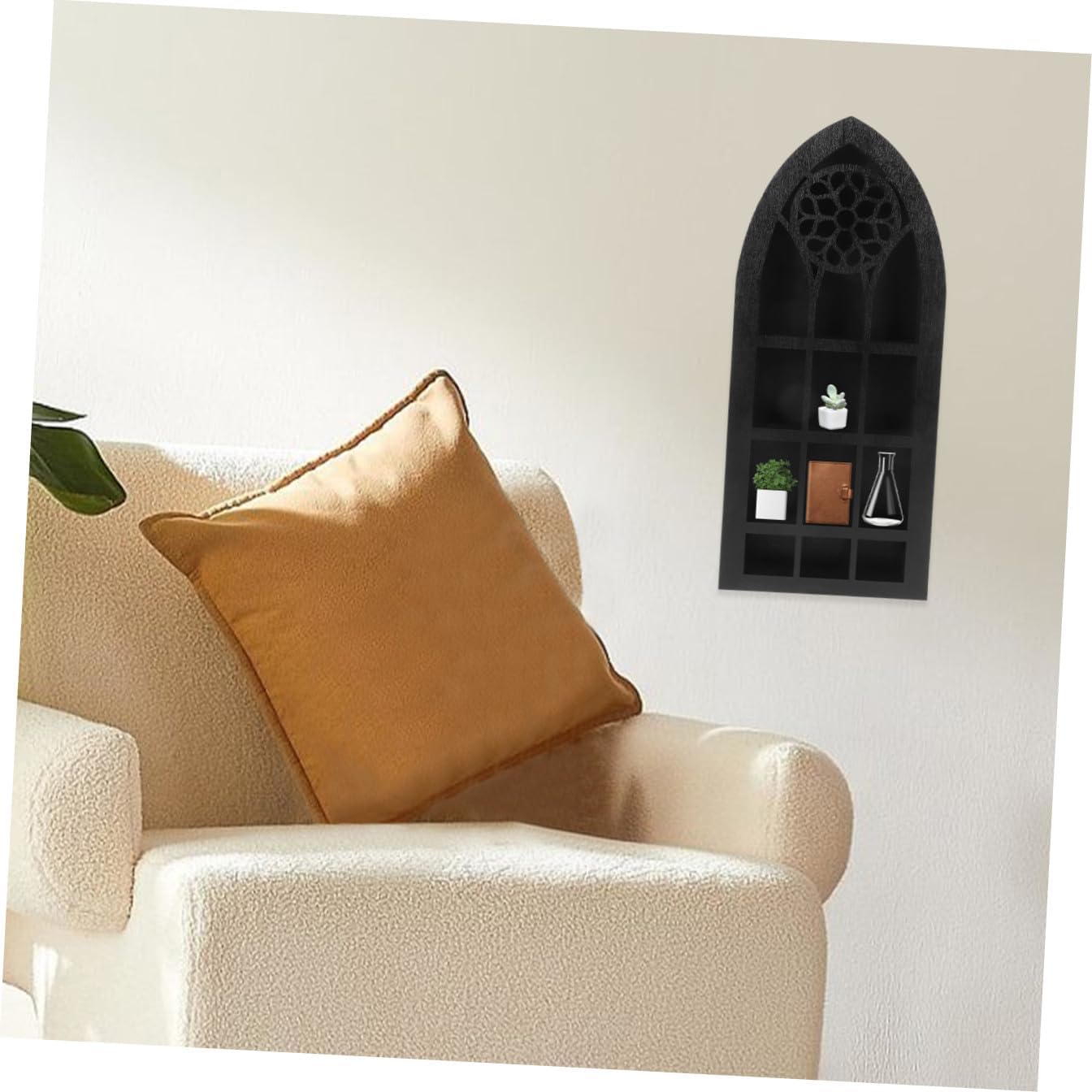 Bohemian Style Crystal Display Stand Wooden Wall-Mounted Shelf Decorative Crystal Stone Holder Small Floating Shelf for Home Décor and Storage