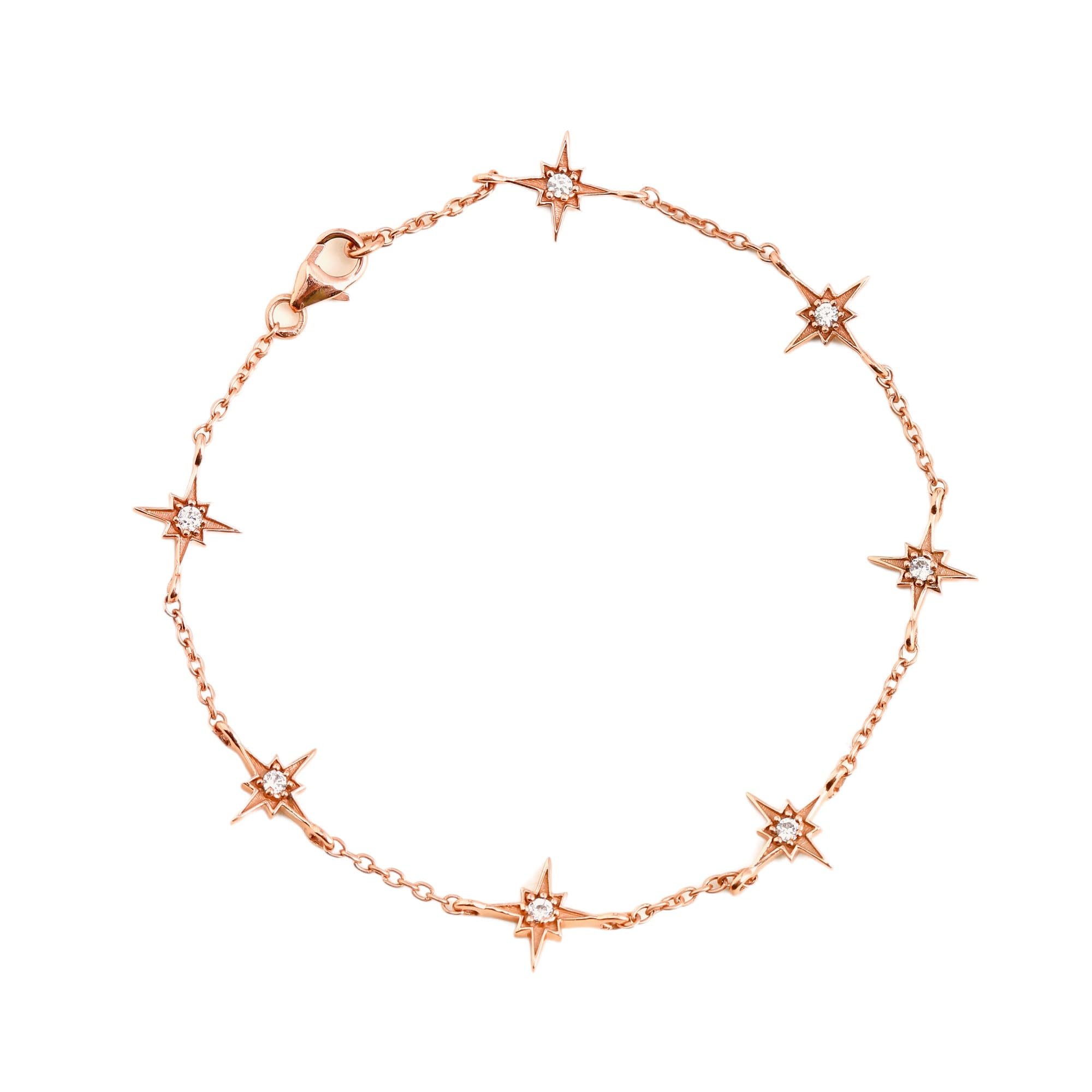 MABEL925 Sterling Silver Rose Gold Plated Northstar Sparkle Bracelet, Gift for Girlfriend and Women, With Certificate of Authenticity, 6 Month Warranty, Lifetime Plating Service