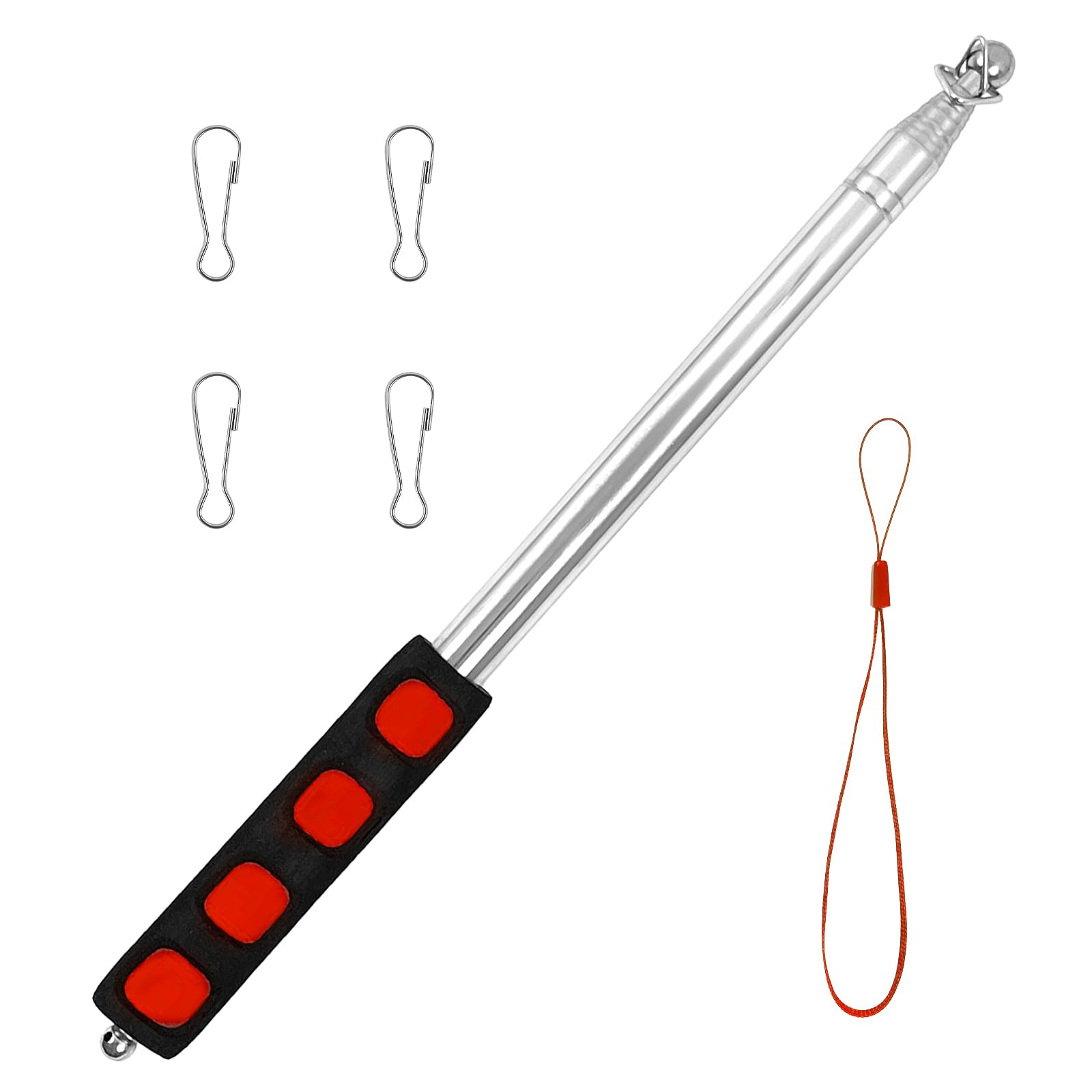 WYTNB 8.2ft Telescopic Handheld Flagpole, Stainless Steel Flag Stick (Red)