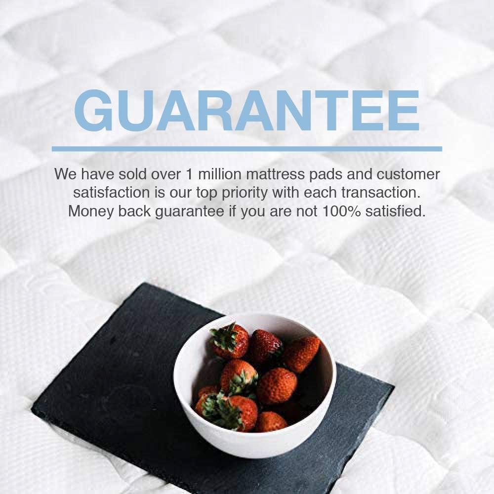 Review Discount eLuxurySupply Tencel Mattress Pad with Fitted Skirt - Extra Plush Moisture Wicking Topper - Cooling Pillow Top Mattress Cover - Firm Protector - Made in The USA, King