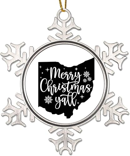 Miniatura 41 de South Dakota Xmas Tree Ornaments American State USA States Metal Snowflake Christmas Tree Hanging Ornament Merry Christmas Y’All Christmas South